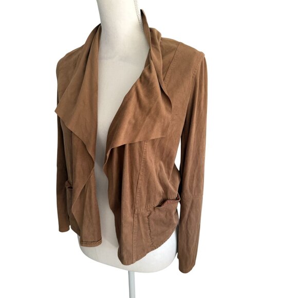 MAX STUDIO Faux Suede Swing Open Ruffle Jacket Size Medium - Picture 4 of 8